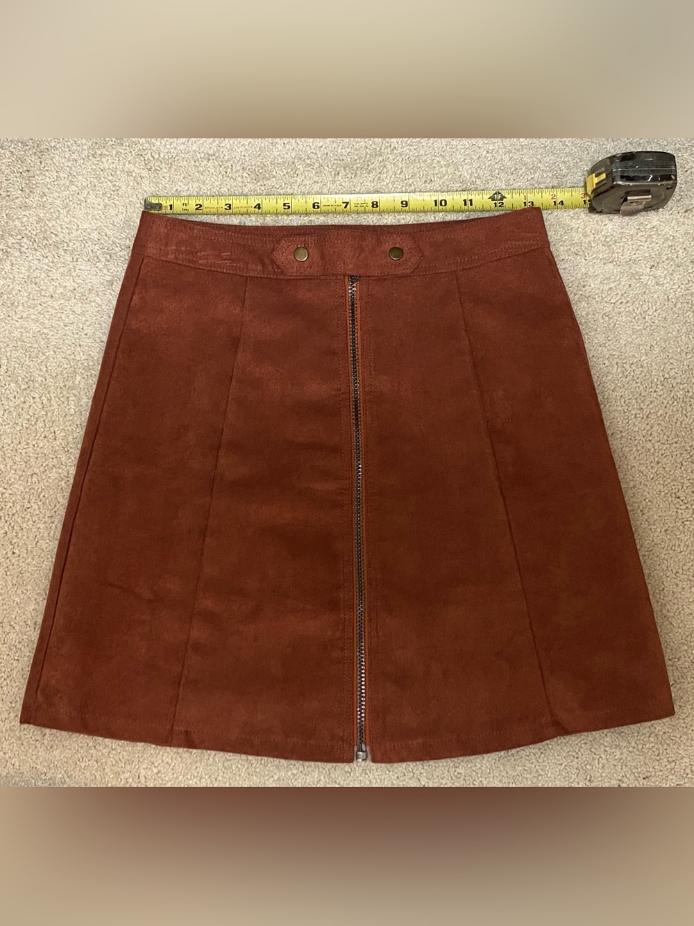 NWOT Bishop + Young Rust Colored Vegan Faux Suede High-Waisted Mini Skirt Size S - Picture 3 of 9